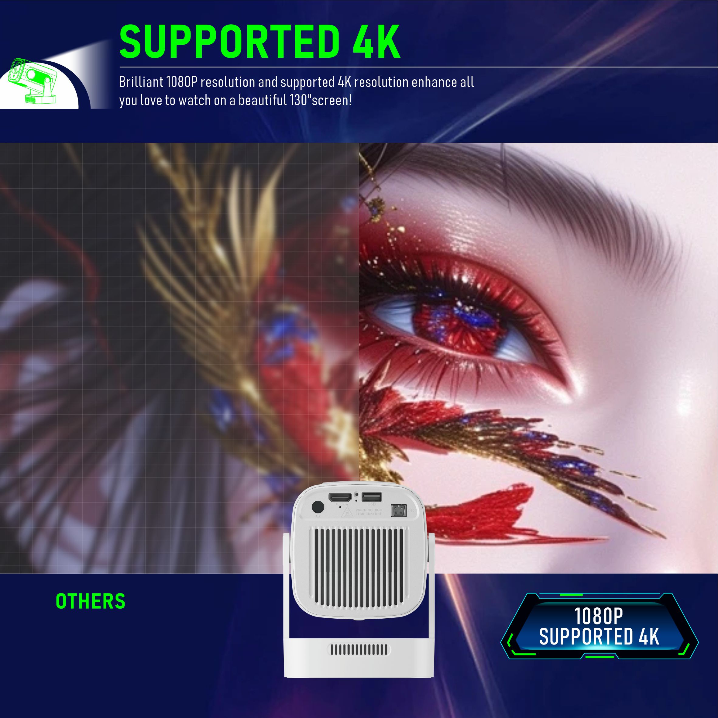 Home Cinema Quad - HY260Pro 스마트 프로젝터: 4K, 안드로이드 11,