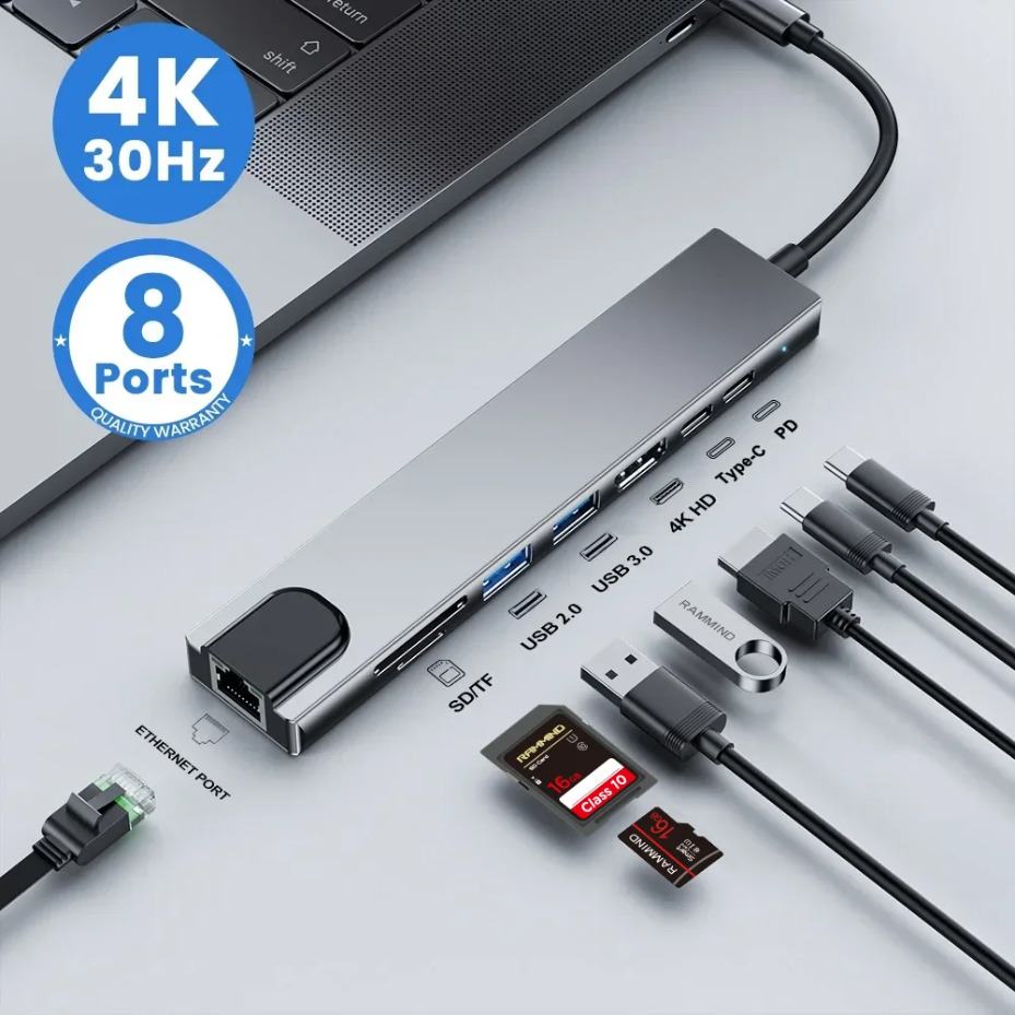 Home Cinema Usb - 8-in-1 타입-C 도킹 스테이션: 4K HDMI,