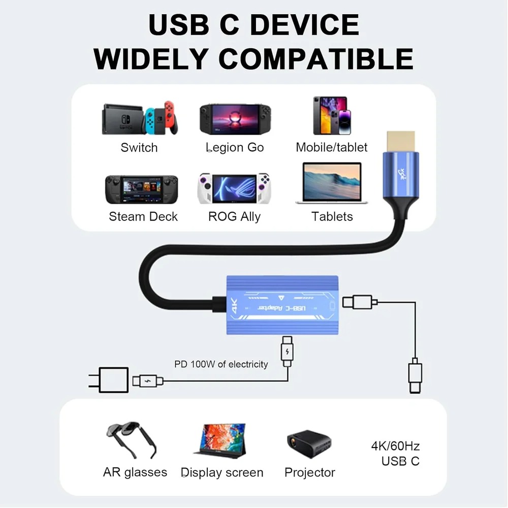HDMI 호환 USB-C 비디오 어댑터 4K@60Hz  - Home Cinema Usb 리뷰 및 가격