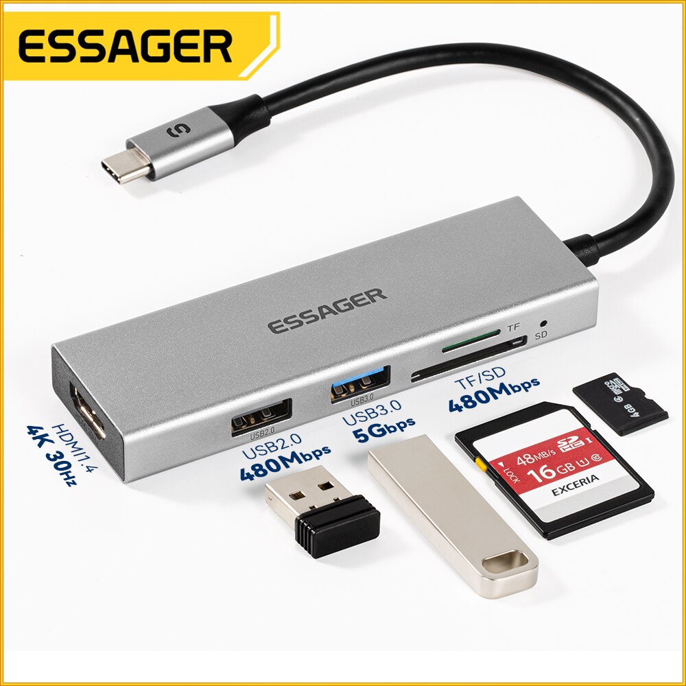 Essager 5 in 1 USB C 허브 HDMI-4 - Home Cinema Usb 리뷰 및 가격