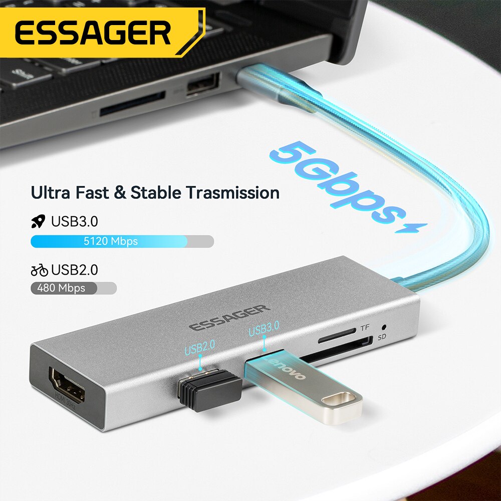 Essager 5 in 1 USB C 허브 HDMI-4 - Home Cinema Usb 리뷰 및 가격