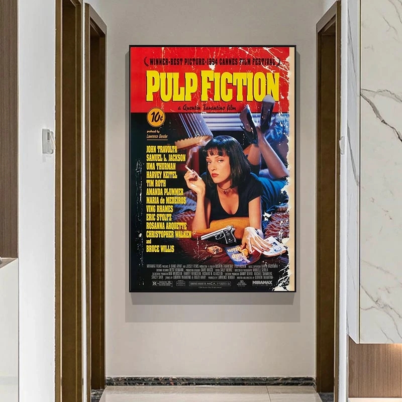 클래식 영화 펄프 픽션 포스터 캐릭터 레트로 캔버스 페 - Home Cinema Decor 리뷰 및 가격