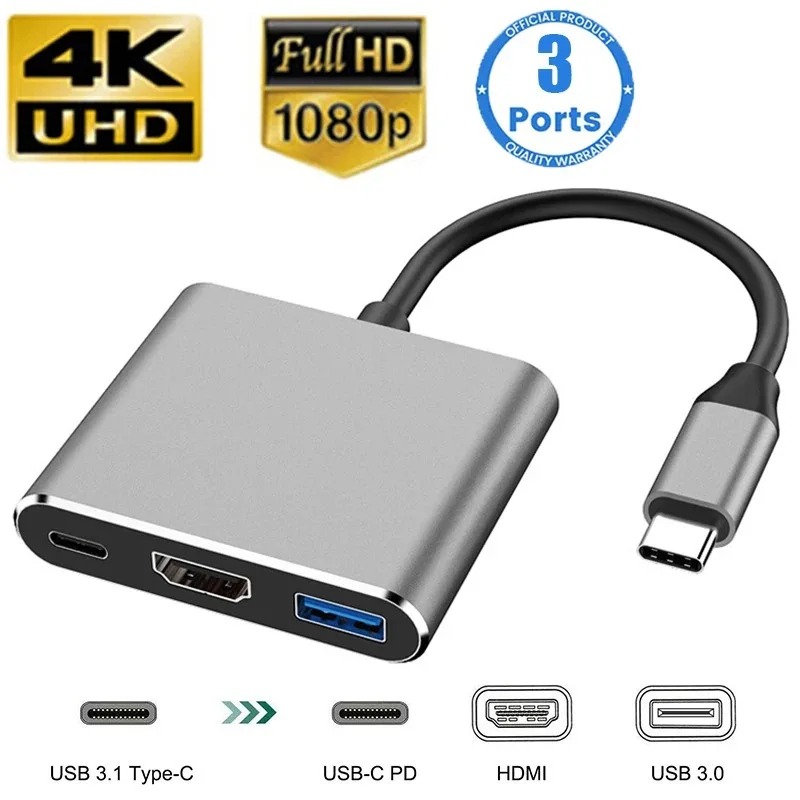 USB C 허브 3in1 유형 C 3.0-HDMI 호환 - Home Cinema Usb 리뷰 및 가격