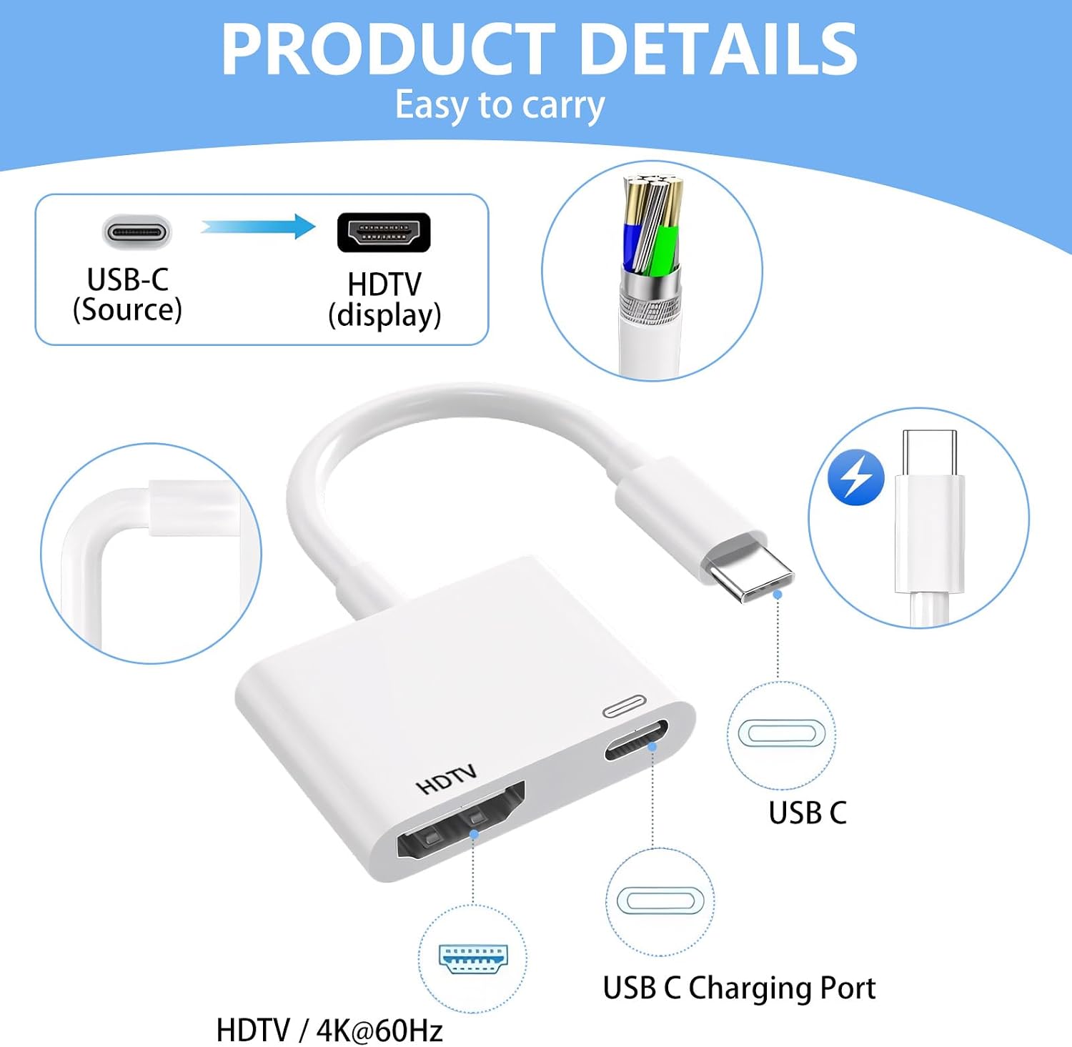 USB-C to HDMI 어댑터, TV에 적합, 4K@ - Home Cinema Usb 리뷰 및 가격